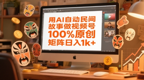 用AI自动民间故事做视频号,100%原创,矩阵日入1k+_天恒副业网