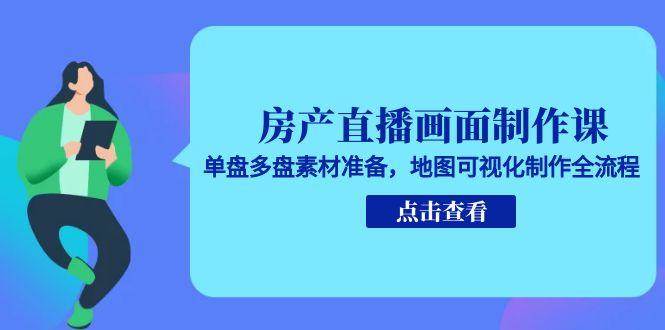 房产直播画面制作课，单盘多盘素材准备，地图可视化制作全流程_天恒副业网
