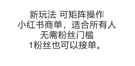 可矩阵操作,小红书商单新玩法,适合所有人,无需粉丝门槛,1粉丝也可以接单_天恒副业网