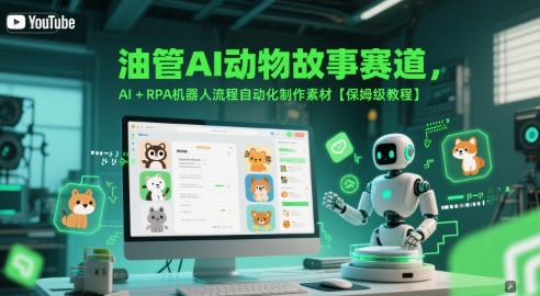 油管AI动物故事赛道,AI+RPA机器人流程自动化制作素材【保姆级教程】_天恒副业网