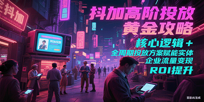 抖加高阶投放黄金攻略：核心逻辑全周期投放方案赋能实体企业流量变现ROI提升_天恒副业网