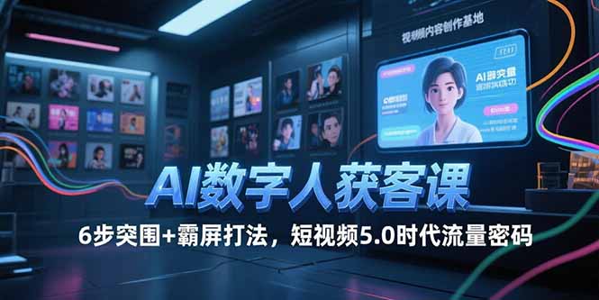 AI数字人获客课，6步突围+霸屏打法，短视频5.0时代流量密码_天恒副业网
