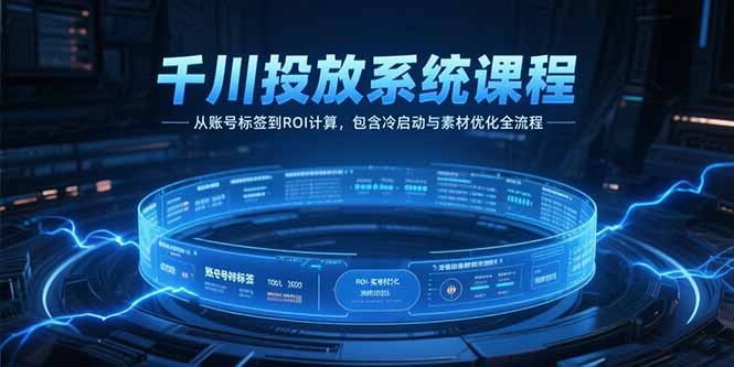 (15263期)千川投放系统课程,从账号标签到ROI计算,包含冷启动与素材优化全流程_天恒副业网