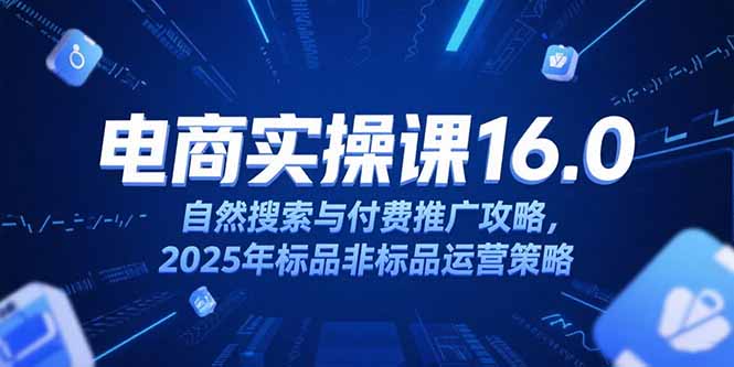(15262期)淘宝电商运营课16.0,自然搜索与付费推广攻略,2025年标品非标品运营策略_天恒副业网