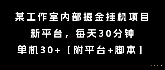 某工作室内部掘金挂G项目,新平台,每天30分钟,单机30+_天恒副业网