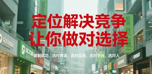 定位解决竞争，让你做对选择，复制成功，选对赛道，选对品类，选对平台，选对人_天恒副业网