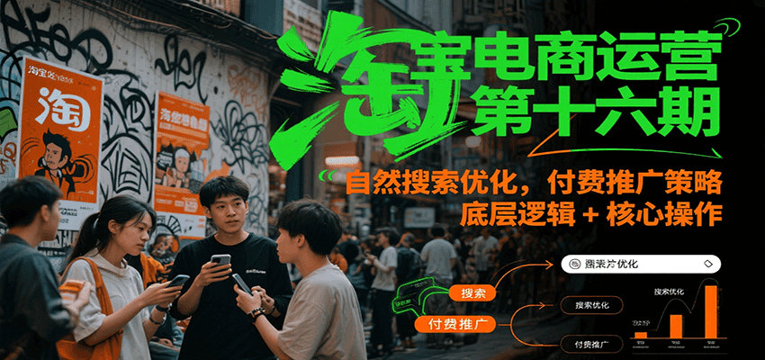 淘宝电商运营第十六期，自然搜索优化，付费推广策略，底层逻辑+核心操作_天恒副业网