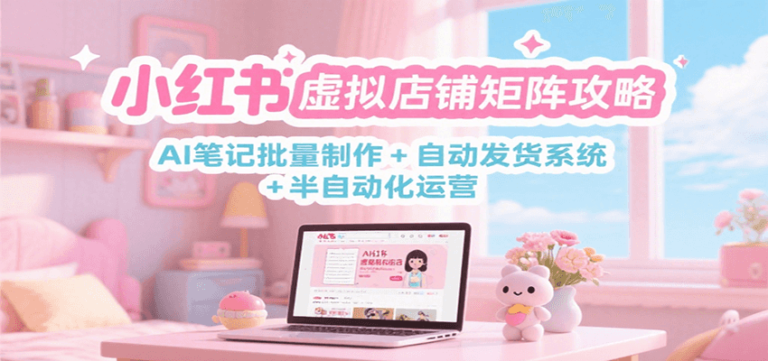 小红书虚拟店铺矩阵攻略：AI笔记批量制作+自动发货系统+半自动化运营_天恒副业网