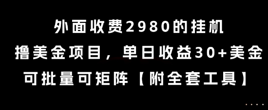 外面收费2980的挂G撸美金项目,单日收益30+美金,可批量可矩阵_天恒副业网