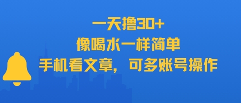 一天撸30+,像喝水一样简单,手机看文章,可多账号操作_天恒副业网