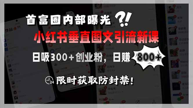 (15313期)首富圈内部曝光小红书垂直图文引流新课,日吸300+创业粉,日赚800+,限…_天恒副业网