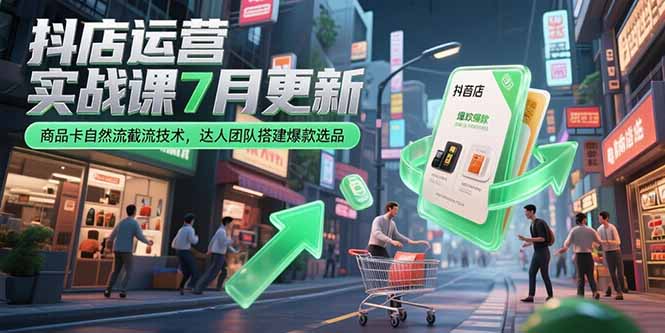 （15329期）抖店运营实战课7月更新，商品卡自然流截流技术，达人团队搭建爆款选品_天恒副业网