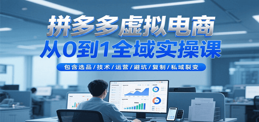 拼多多虚拟电商从0到1全域实操课，包含选品/技术/运营/避坑/复制/私域裂变_天恒副业网