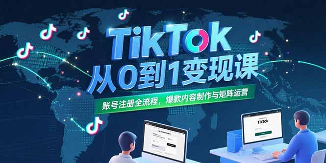 TikTok从0到1变现课，账号注册全流程，爆款内容制作与矩阵运营_天恒副业网