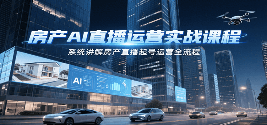 房产AI直播运营实战课程，系统讲解房产直播起号运营全流程_天恒副业网