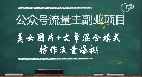 公众号流量主副业项目,美女图片+文章混合模式操作流量爆棚_天恒副业网