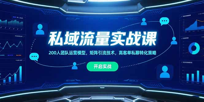 私域流量实战课,200人团队运营模型,矩阵引流技术,高客单私聊转化策略_天恒副业网