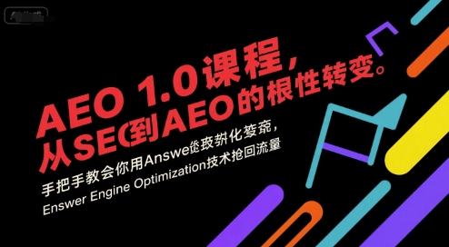 AEO1.0课程,从SEO到AE0的基命性转变,手把手教会你用AnswerEngineOptimization技术抢回流量_天恒副业网