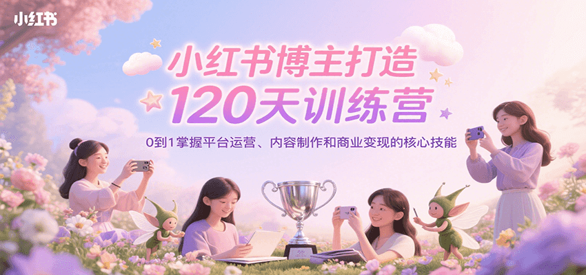 小红书博主打造120天训练营,0到1掌握平台运营、内容制作和商业变现_天恒副业网