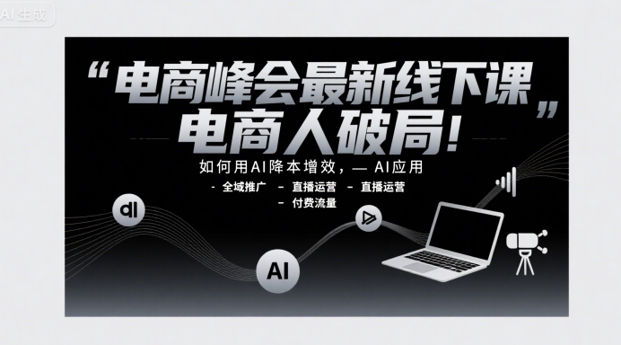 电商峰会最新线下课,电商人破局,如何用AI降本增效,AI应用-全域推广-直播运营-付费流量_天恒副业网