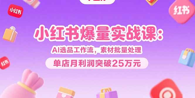(15454期)小红书爆量实战课:AI选品工作流,素材批量处理,单店月利润突破25万元_天恒副业网