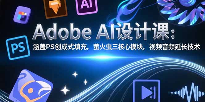 Adobe AI设计课：涵盖PS创成式填充，萤火虫三核心模块，视频音频延长技术_天恒副业网