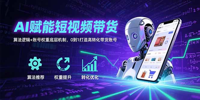 (15563期)AI赋能短视频带货:算法逻辑+账号权重底层机制,0到1打造高转化带货账号_天恒副业网