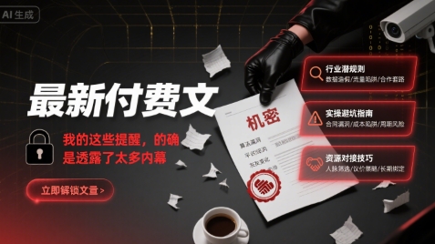 最新付费文：我的这些提醒，的确是透露了太多内幕_天恒副业网