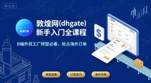 敦煌网(dhgate)新手入门全课程,B端外贸工厂转型必看,抢占海外订单_天恒副业网