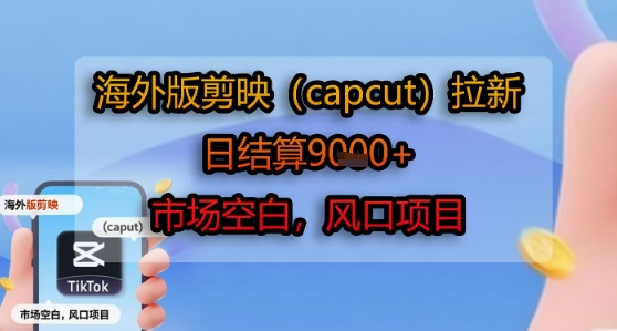 海外版剪映(capcut)拉新，日结算1k+，市场空白，风口项目_天恒副业网
