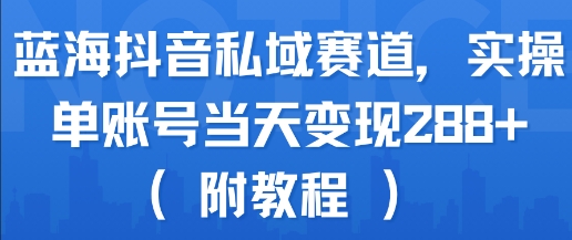 蓝海抖音私域赛道，实操单账号当天变现288+(附教程)_天恒副业网