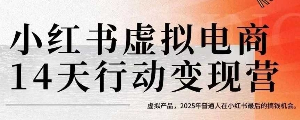 小红书虚拟电商14天变现训练营,虚拟产品,2025年普通人在小红书最后的搞钱机会_天恒副业网