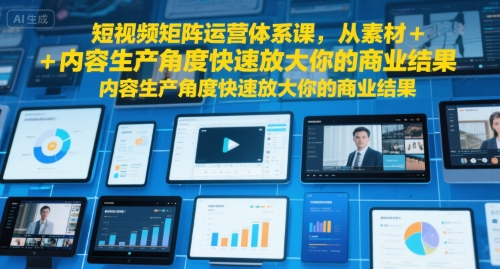 短视频矩阵运营体系课,从素材+内容生产角度快速放大你的商业结果_天恒副业网
