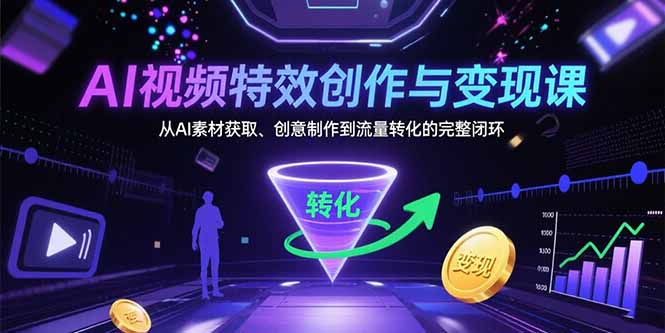 AI视频特效创作与变现课：从AI素材获取、创意制作到流量转化的完整闭环_天恒副业网