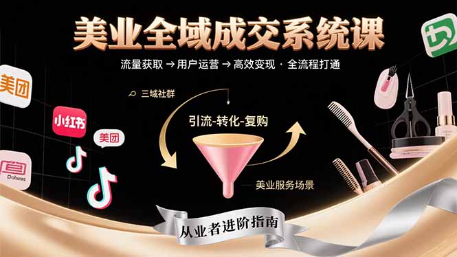 美业全域成交系统课程：帮助美业从业者打通从流量获取到高效变现全流程_天恒副业网