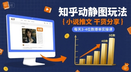 小说推文干货分享之知乎动静图玩法，每天3-4位数爆单实操课_天恒副业网
