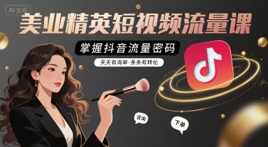 美业精英短视频流量课,掌握抖音流量密码,天天有询单,条条有转化_天恒副业网
