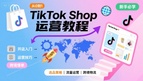 TikTokShop从0到1运营教程,TikTok跨境电商新手必学课程_天恒副业网