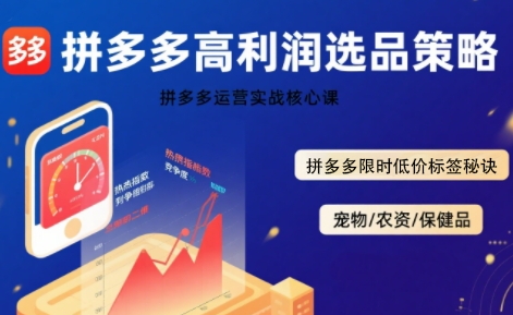 拼多多选品暴利技术实战课，拼多多高利润选品策略，拼多多限时低价标签秘诀_天恒副业网