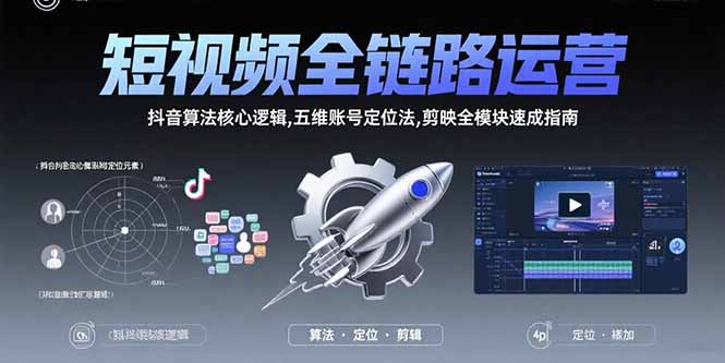 (15580期)短视频全链路运营:抖音算法核心逻辑,五维账号定位法,剪映全模块速成指南_天恒副业网