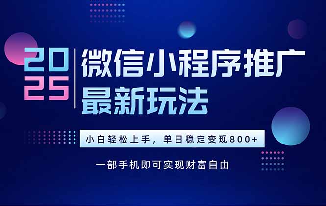（15603期）25年下半年微信小程序推广最新玩法，轻松日入800+_天恒副业网