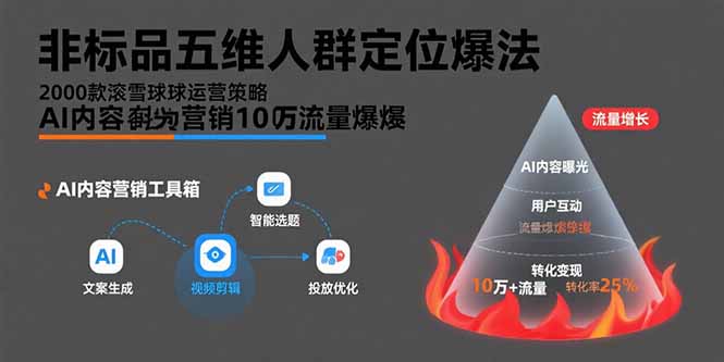 (15619期)非标品五维人群定位法,2000款滚雪球运营策略,AI内容营销10万流量引爆_天恒副业网