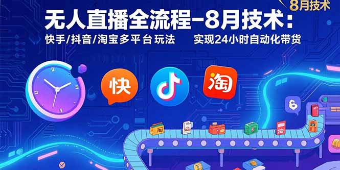 (15635期)无人直播全流程-8月技术:快手/抖音/淘宝多平台玩法实现24小时自动化带货_天恒副业网