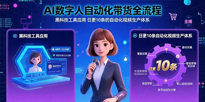 AI数字人自动化带货全流程:黑科技工具应用 日更10条的自动化视频生产体系_天恒副业网
