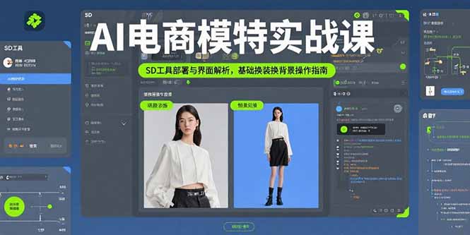 AI电商模特实战课，SD工具部署与界面解析，基础换装换背景操作指南_天恒副业网