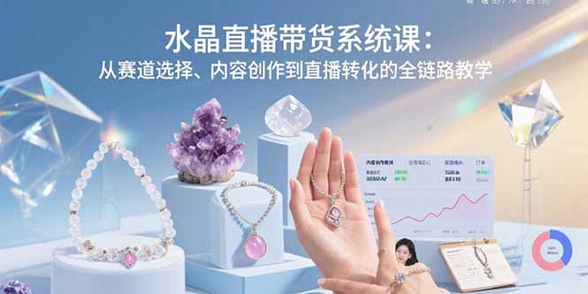水晶直播带货系统课：从赛道选择、内容创作到直播转化的全链路教学_天恒副业网