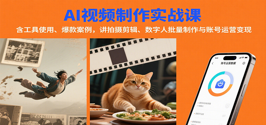 AI视频制作实战：含工具使用、爆款案例，讲拍摄剪辑、数字人批量制作与账号运营变现_天恒副业网