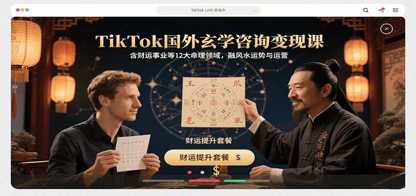 TikTok国外玄学咨询变现课，含财运事业等12大命理领域，融风水运势与运营_天恒副业网