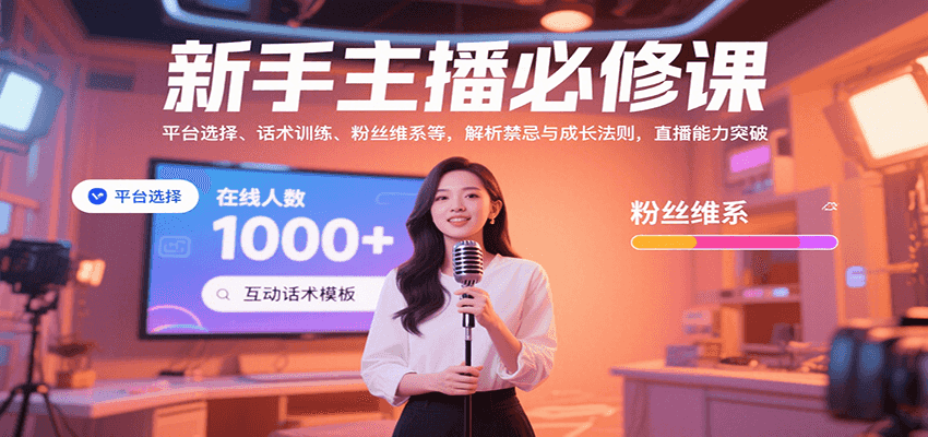 新手主播必修课：平台选择、话术训练、粉丝维系等，解析禁忌与成长法则，突破直播能力_天恒副业网