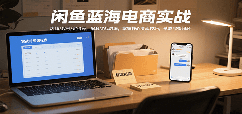 闲鱼蓝海电商实战，涵盖店铺、起号、定价等，配套实战对练，掌握核心变现技巧_天恒副业网